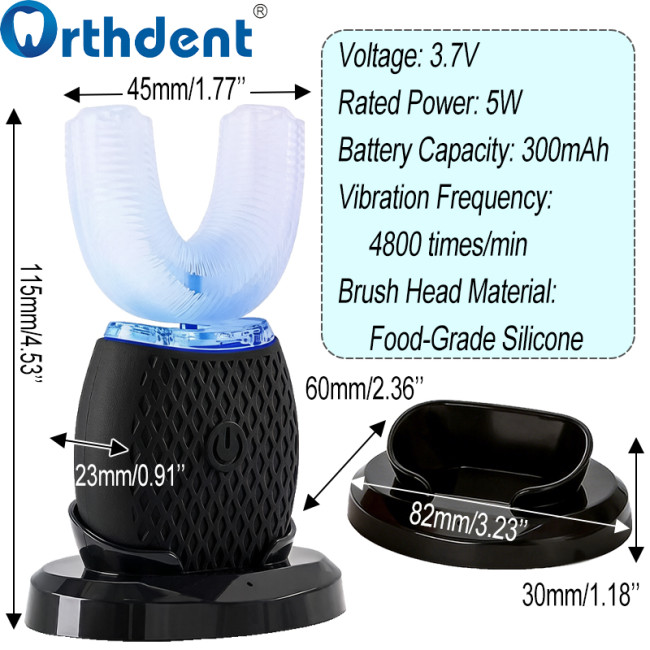 U-shaped toothbrush specifications 300mAh 5W 4800 vibrations per minute