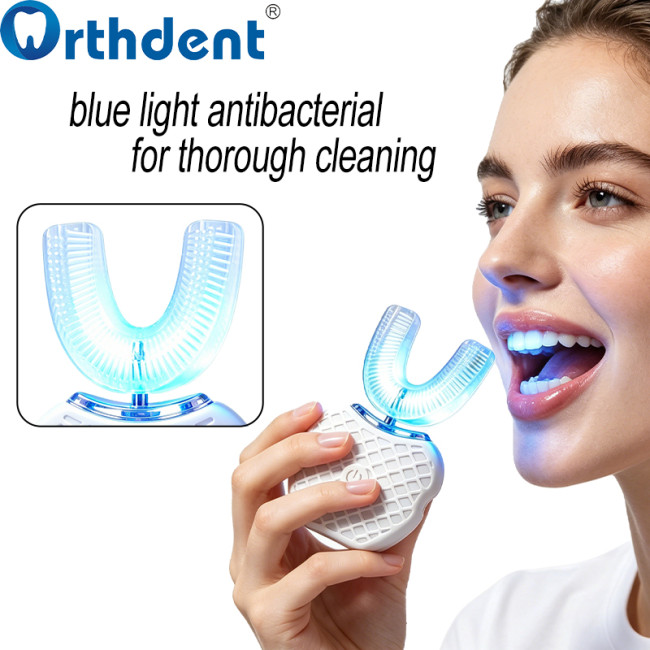 U-shaped toothbrush blue light antibacterial for thorough cleaning