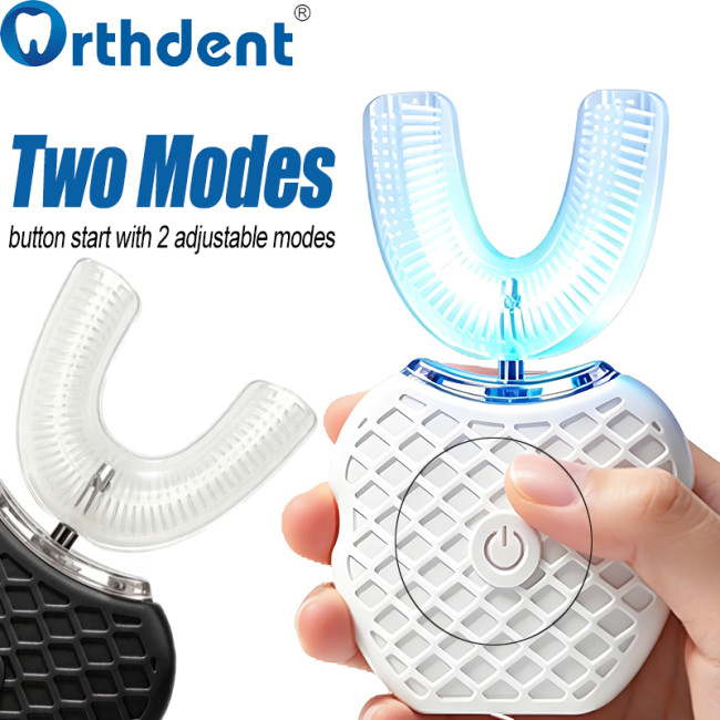 U-shaped toothbrush button start with 2 adjustable modes
