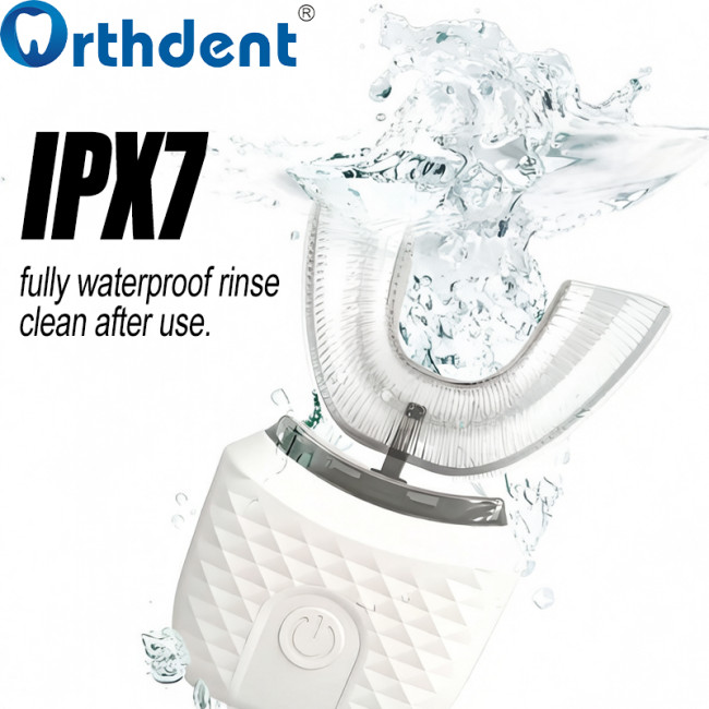 U-shaped toothbrush IPX7 fully waterproof rinse clean after use