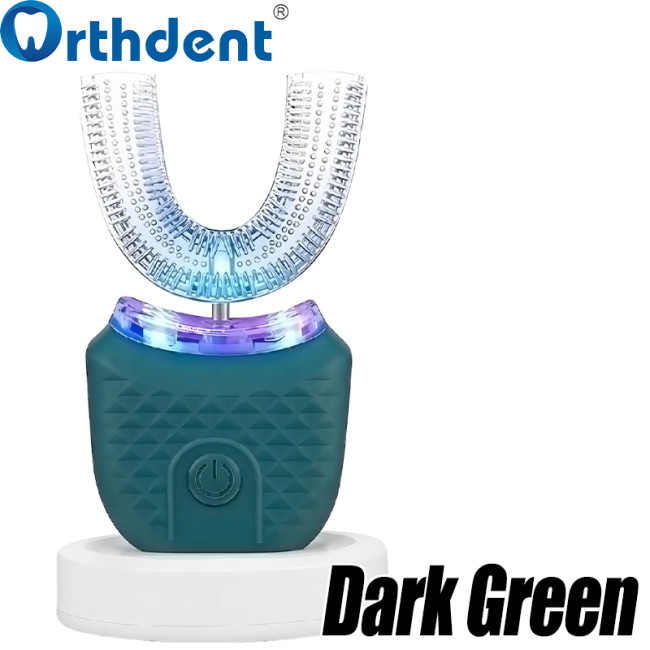 U-shaped toothbrush dark green color