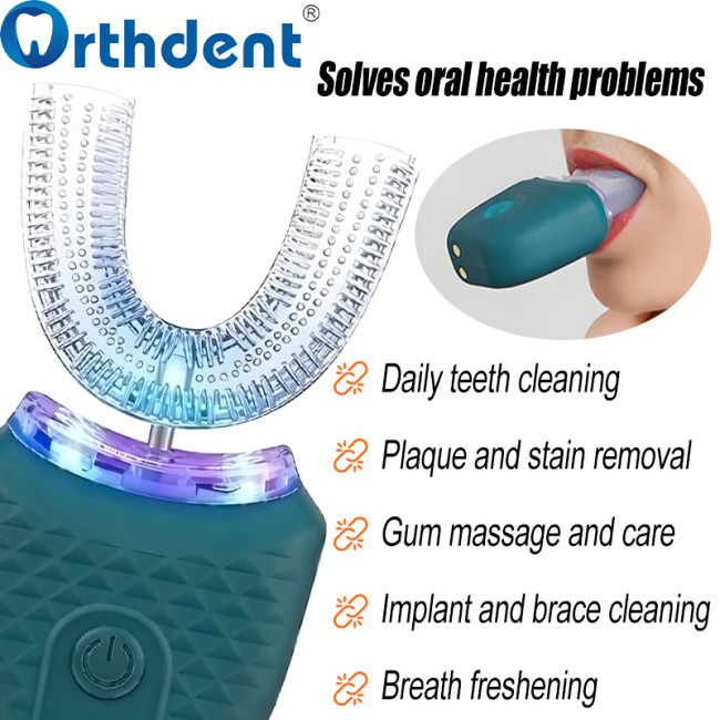 U-shaped toothbrush solves oral health problems decay braces implants gum pain impaction plaque odor