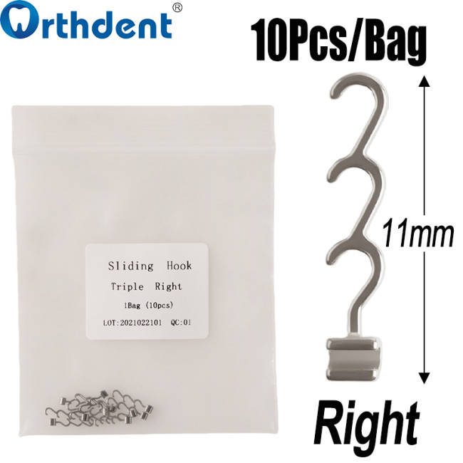 Orthodontic Crimpable Hook Single/Double/Triple Left/Right 8/10/11mm Fixed on Archwires