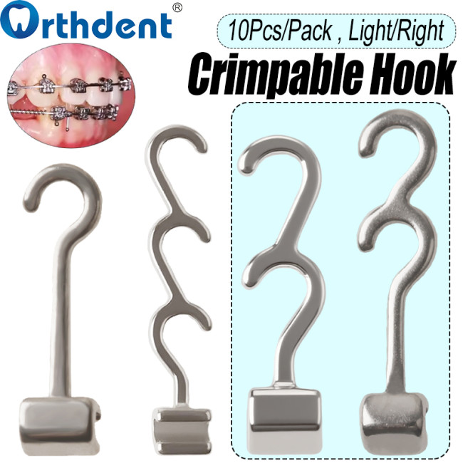 Orthodontic Crimpable Hook Single/Double/Triple Left/Right 8/10/11mm Fixed on Archwires