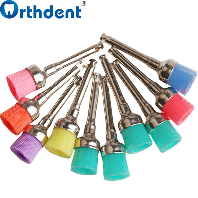 100Pcs/Box Dental Bowl Polishing Brush Snap-On Type Nylon/Bristle Teeth Stain Removal Tool