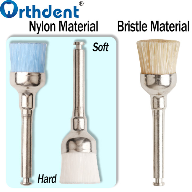 100Pcs/Box Dental Bowl Polishing Brush Snap-On Type Nylon/Bristle Teeth Stain Removal Tool