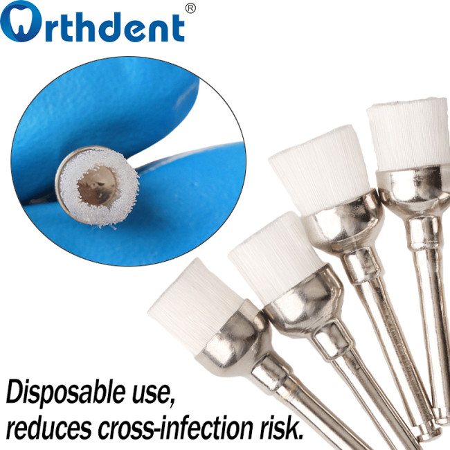100Pcs/Box Dental Bowl Polishing Brush Snap-On Type Nylon/Bristle Teeth Stain Removal Tool