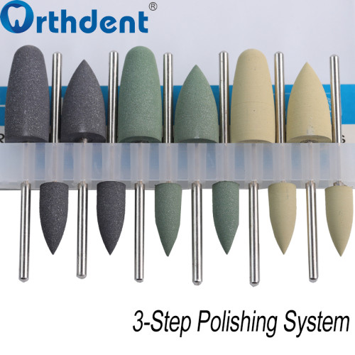 HP0412 Dental Silicone Polishing Kit 12Pcs – Resin Base & Hidden Denture Finishing Polisher Set with Diamond Burs