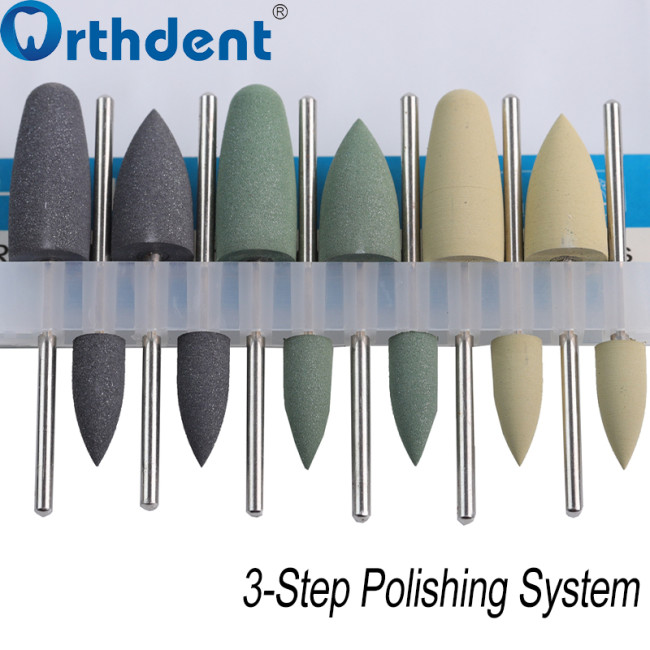 HP0412 Dental Silicone Polishing Kit 12Pcs – Resin Base & Hidden Denture Finishing Polisher Set with Diamond Burs