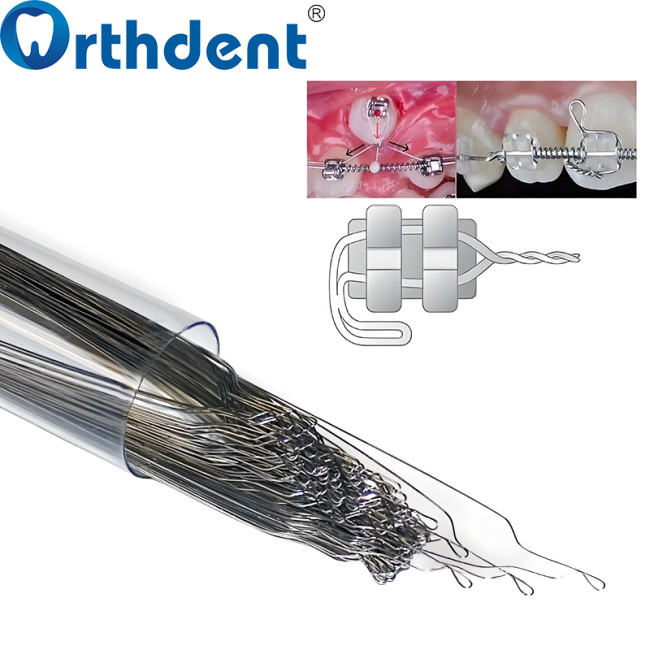 100Pcs/Box Dental Stainless Steel Kobayashi Ligature Wire 010/012 with Hooks Short/Long