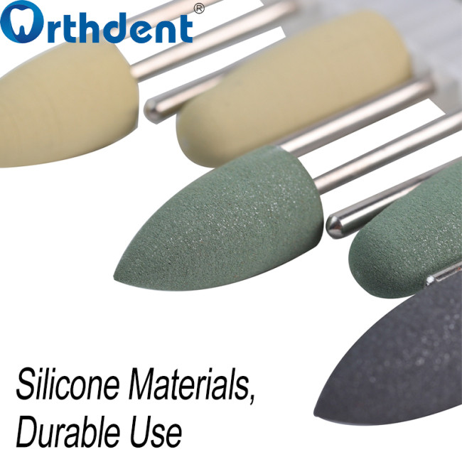 HP0412 Dental Silicone Polishing Kit 12Pcs – Resin Base & Hidden Denture Finishing Polisher Set with Diamond Burs