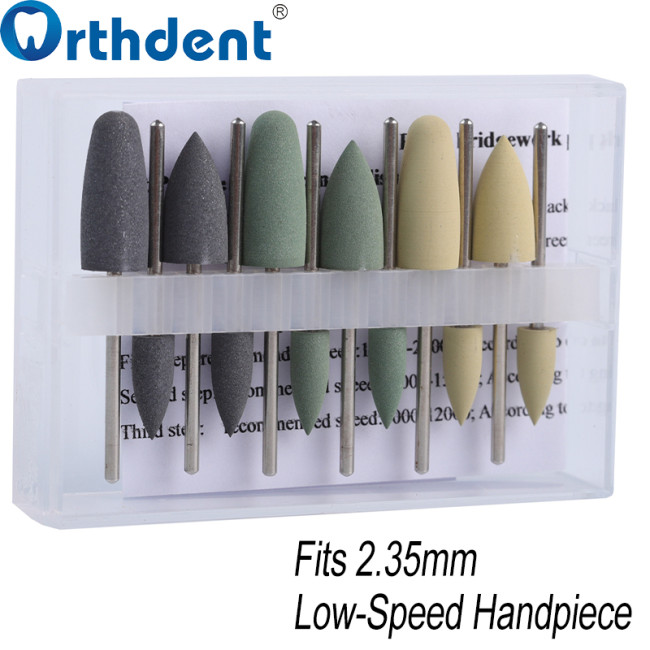 HP0412 Dental Silicone Polishing Kit 12Pcs – Resin Base & Hidden Denture Finishing Polisher Set with Diamond Burs