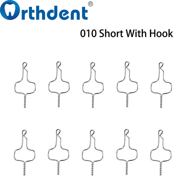 100Pcs/Box Dental Stainless Steel Kobayashi Ligature Wire 010/012 with Hooks Short/Long