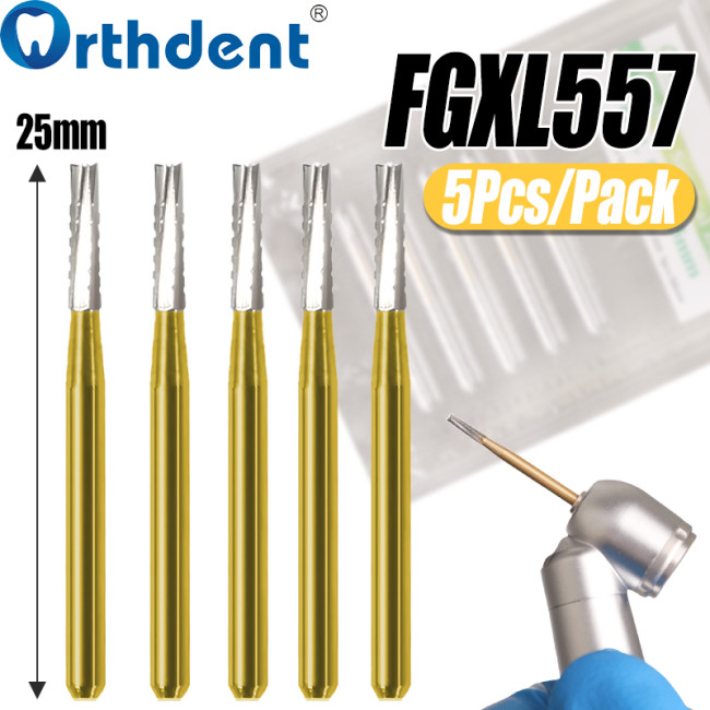 5Pcs/Pack Dental Tungsten Carbide Burs Drill Endodontic FGXL557 Golden Bur FG 1.6mm For High Speed Handpiece