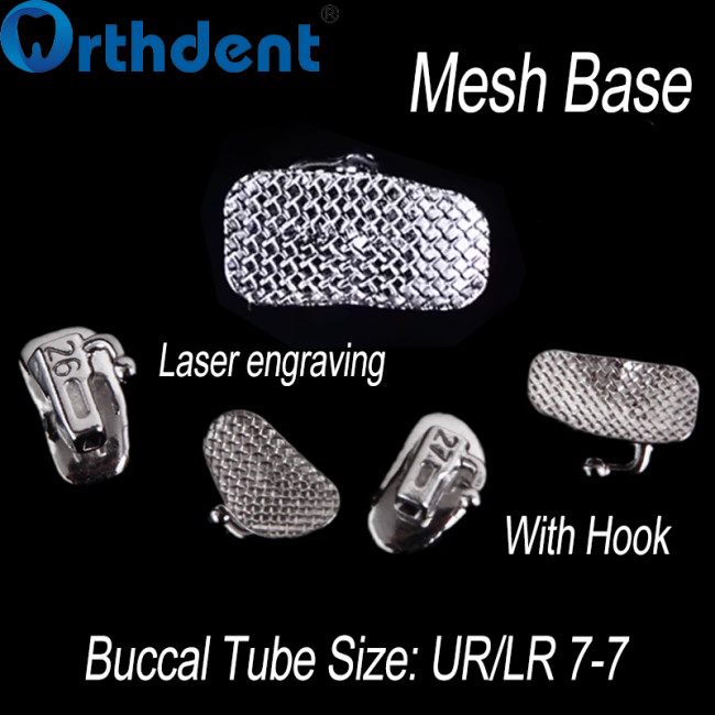 Dental Monocrystalline Sapphire Brackets with Buccal Tubes | Mini MBT 0.022 | Hooks 3-4-5