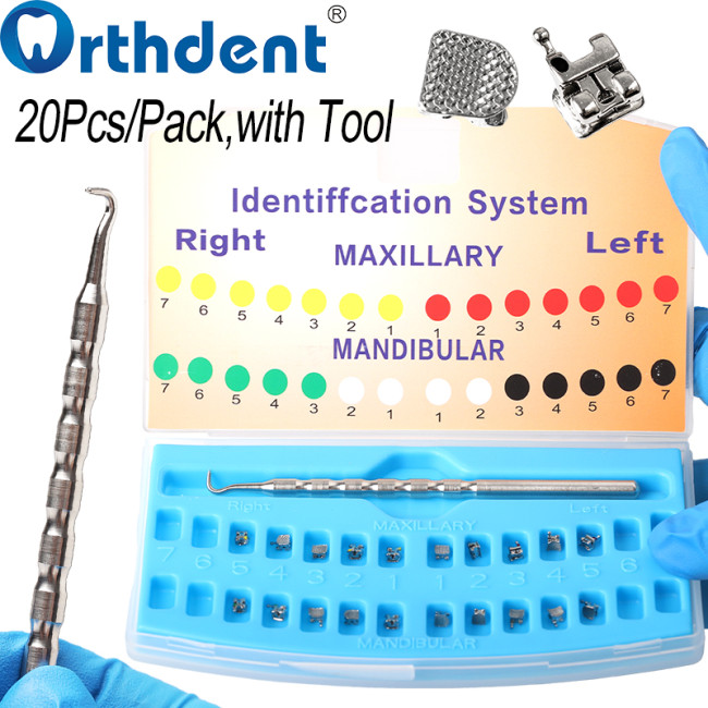 Dental Passive Self-Ligating Roth 0.022 Brackets with Hooks 3-4-5 | Metal | Orthodontic with Tools