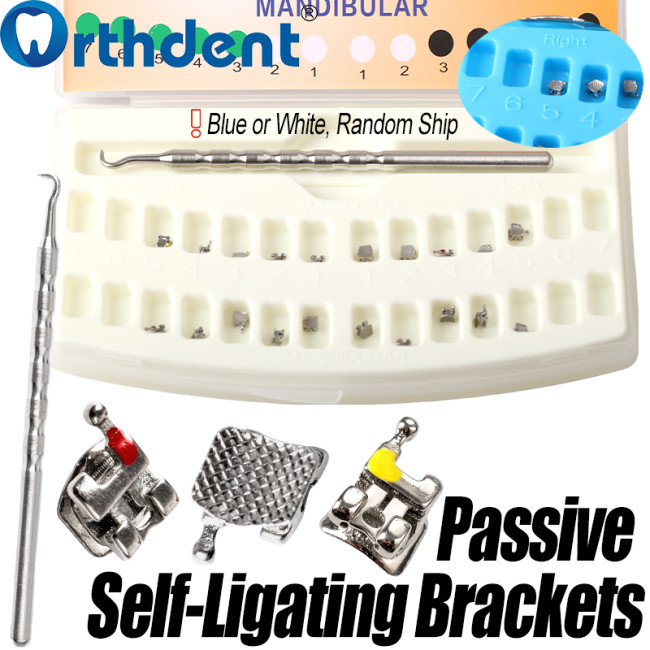 Dental Passive Self-Ligating Roth 0.022 Brackets with Hooks 3-4-5 | Metal | Orthodontic with Tools