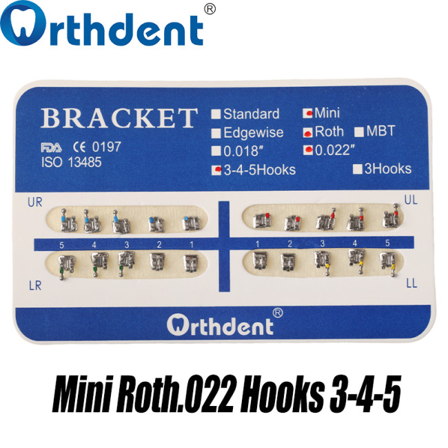 Dental Metal Bracket Braces Mini Roth/MBT 018/022 345Hooks Sandblasting Split Mesh Base