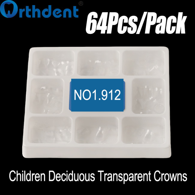 64Pcs Transparent Temporary Preformed Crowns Adult/Child Anterior Postduous Transparent Deciduous