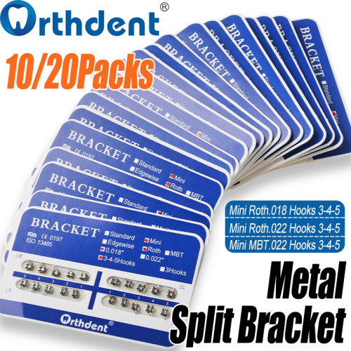 Dental Metal Bracket Braces Mini Roth/MBT 018/022 345Hooks Sandblasting Split Mesh Base