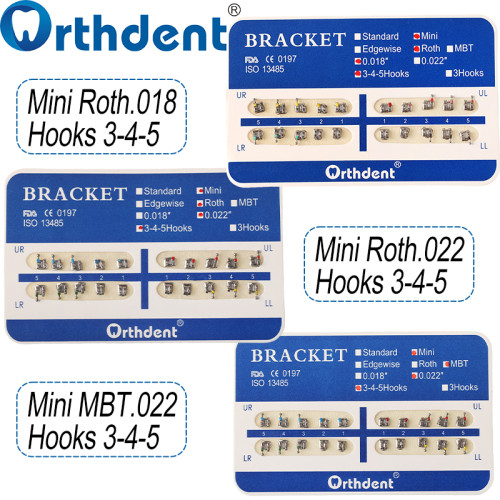 Dental Metal Bracket Braces Mini Roth/MBT 018/022 345Hooks Sandblasting Split Mesh Base