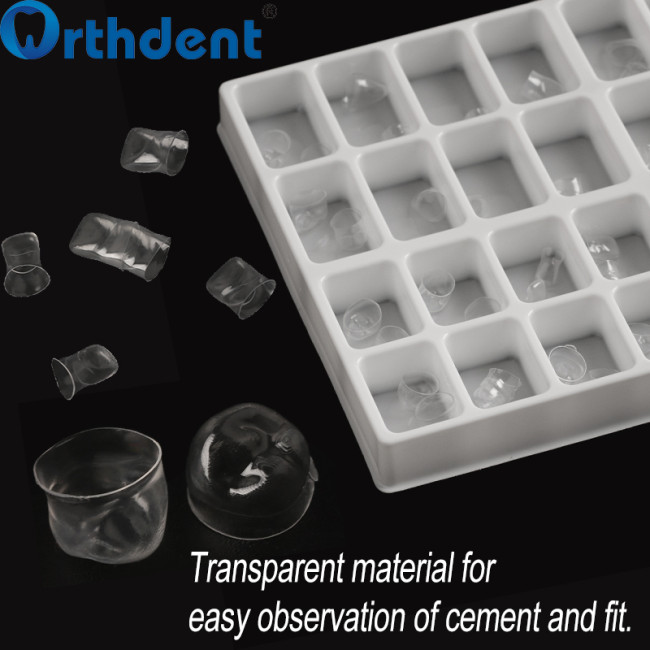 64Pcs Transparent Temporary Preformed Crowns Adult/Child Anterior Postduous Transparent Deciduous
