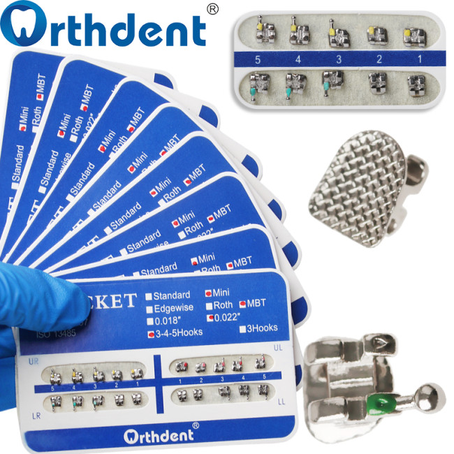 Dental Metal Bracket Braces Mini Roth/MBT 018/022 345Hooks Sandblasting Split Mesh Base