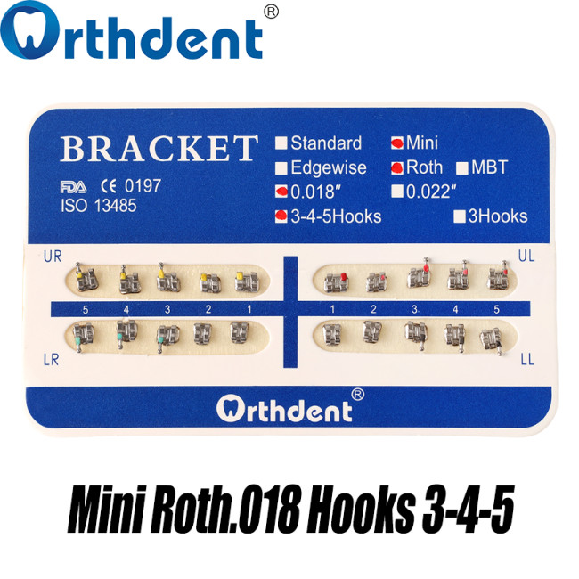 Dental Metal Bracket Braces Mini Roth/MBT 018/022 345Hooks Sandblasting Split Mesh Base