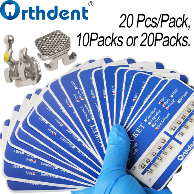 Dental Metal Bracket Braces Mini Roth/MBT 018/022 345Hooks Sandblasting Split Mesh Base