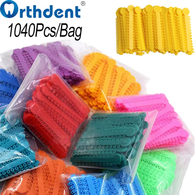 1040pcs/Pack Dental Orthodontic Elastic Ligature Ties Colorful Rubber Bands For Brackets Braces