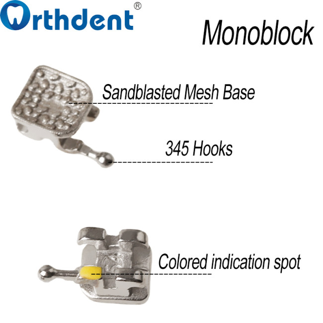1000Pcs Dental Orthodontic Metal Bracket Sandblasting monoblock Base Roth 022 345 hooks