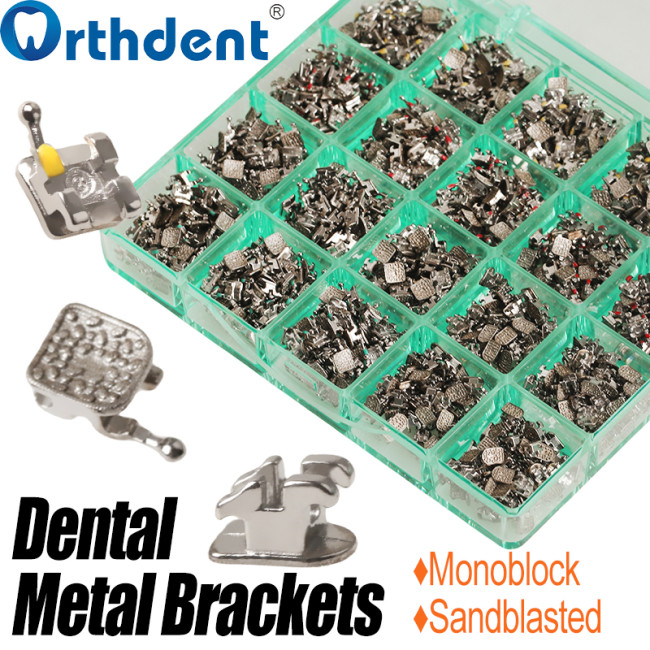 1000Pcs Dental Orthodontic Metal Bracket Sandblasting monoblock Base Roth 022 345 hooks