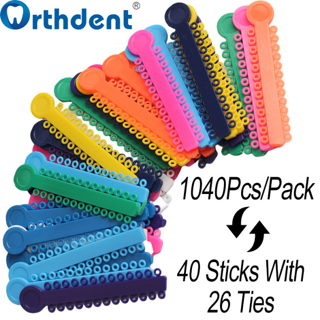 1040pcs/Pack Dental Orthodontic Elastic Ligature Ties Colorful Rubber Bands For Brackets Braces