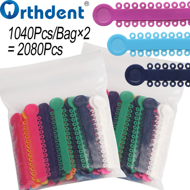 2080Pcs Dental I Type Elastic Ligature Ties MIX Colors Rubber Bands For Bracket Braces
