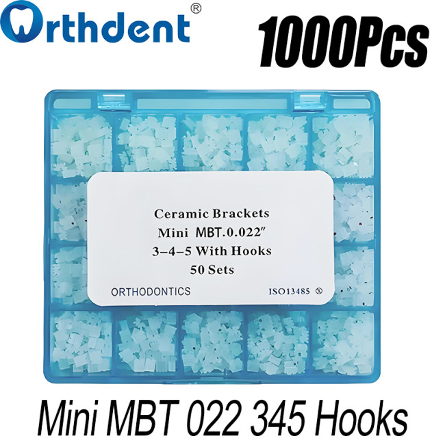 Dental Ceramic Brackets 50Sets (1000Pcs) Mini Roth/MBT 022 345 Hooks Braces For Teeth