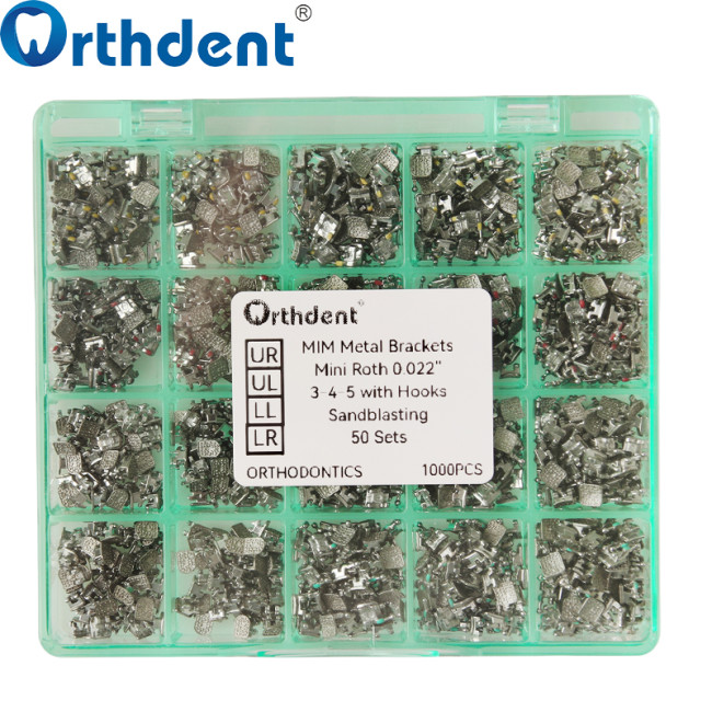 1000Pcs Dental Orthodontic Metal Bracket Sandblasting monoblock Base Roth 022 345 hooks