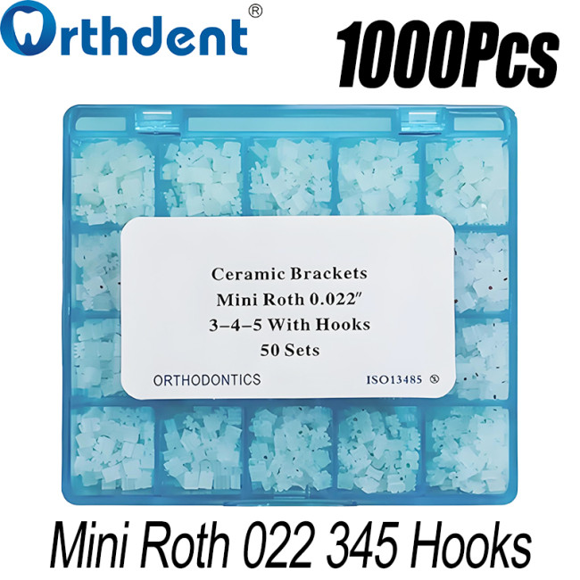 Dental Ceramic Brackets 50Sets (1000Pcs) Mini Roth/MBT 022 345 Hooks Braces For Teeth