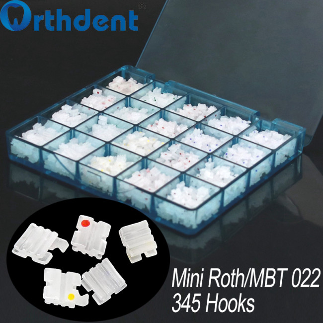 Dental Ceramic Brackets 50Sets (1000Pcs) Mini Roth/MBT 022 345 Hooks Braces For Teeth