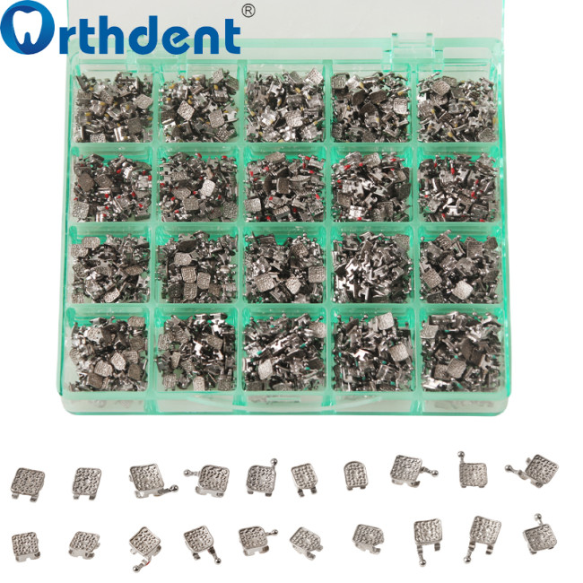 1000Pcs Dental Orthodontic Metal Bracket Sandblasting monoblock Base Roth 022 345 hooks