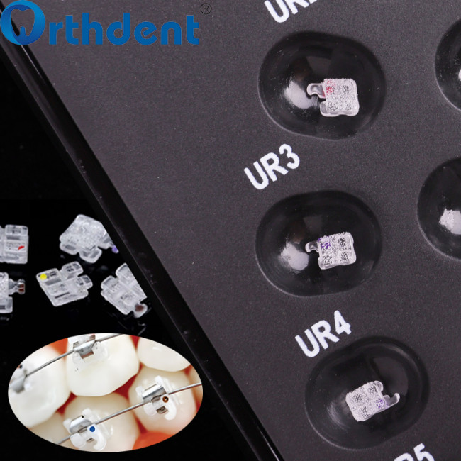Dental Mini Roth/MBT 0.022 Monocrystalline Sapphire Brackets with Hooks 3-4-5 | 20Pcs/Kit