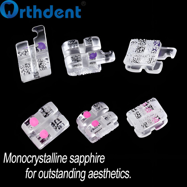 Dental Mini Roth/MBT 0.022 Monocrystalline Sapphire Brackets with Hooks 3-4-5 | 20Pcs/Kit