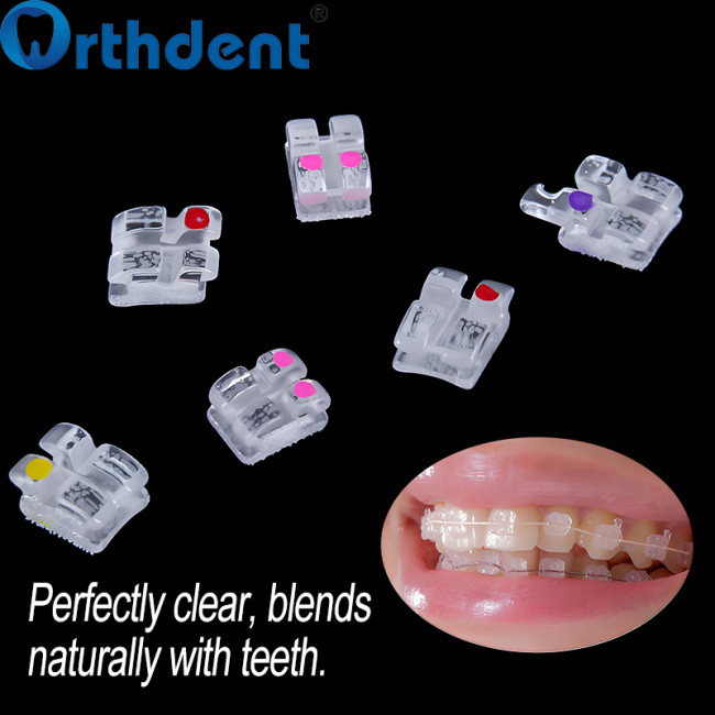Dental Mini Roth/MBT 0.022 Monocrystalline Sapphire Brackets with Hooks 3-4-5 | 20Pcs/Kit