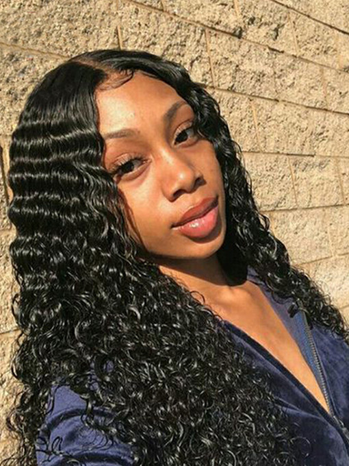 US$ 58 - Brazilian Deep Curly Human Hair Lace Front Wig Of ...