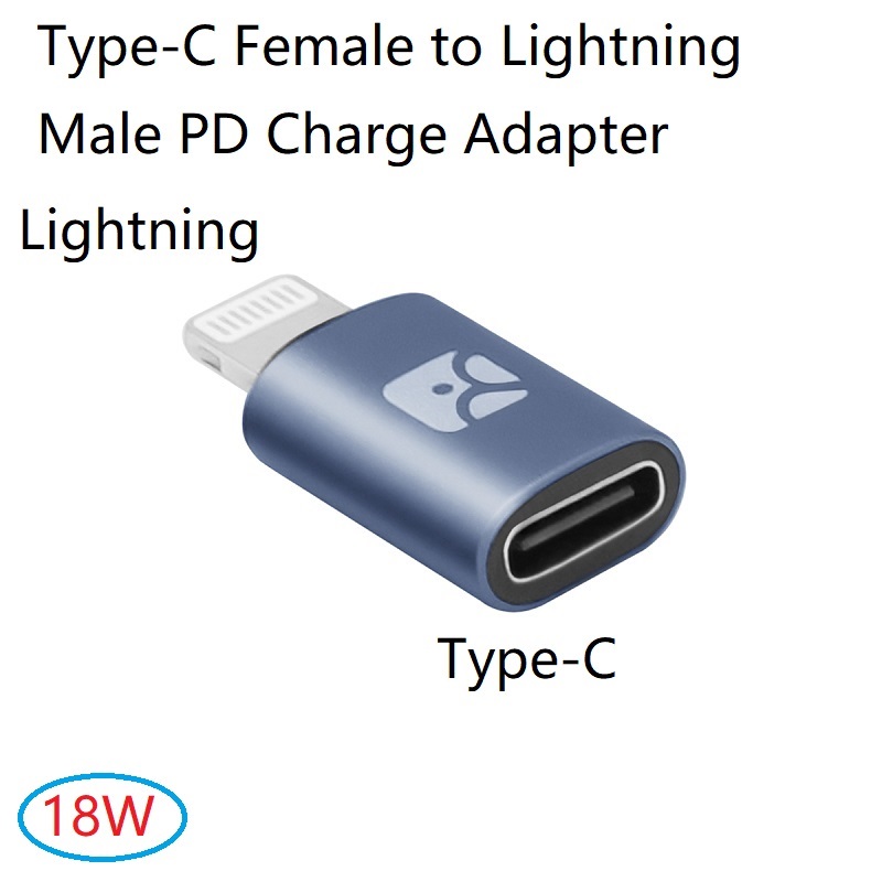 US$ 6.99 - USB Type-C Female to Lightning Male Adapter,PD 18W Fast-Charge &  Sync Data for Convert Huawei,Samsung iPhone/iPad/iPod,C94 9V2A -  m.korllo.com