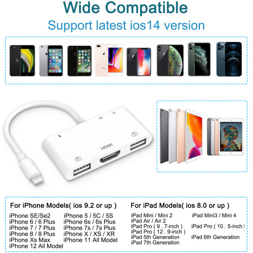 iPhone Adapter für iPhone 11, iPhone 11 Pro, iPhone 11 Max, iPhone XS,  iPhone XS Max und iPhone XR oder iPhone X / 8 / 8 Plus / 7 / 7 Plus / 6 /  6s, 6 / 6s Plus