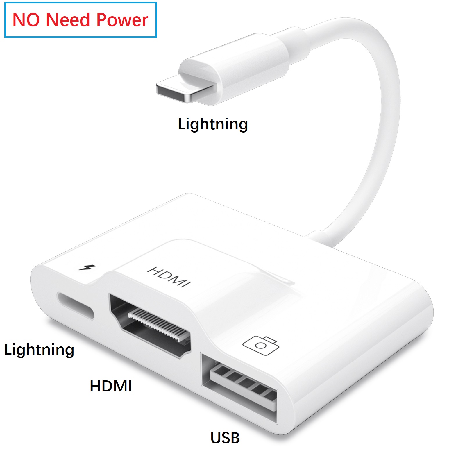 US$ 19.99 - Meenova Lightning to HDMI Digital AV Adapter, [No Need Power],  3 in 1 Lightning Hub, 1080P HDMI Sync Screen Digital Audio AV Converter  with USB & Charging Port for