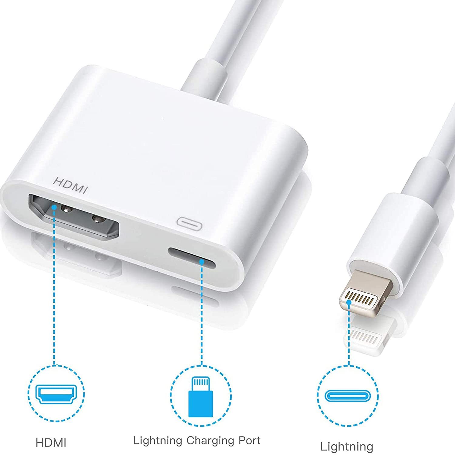 US$ 9.99 - Compatible with iPhone iPad to HDMI Adapter Cable, Demeri