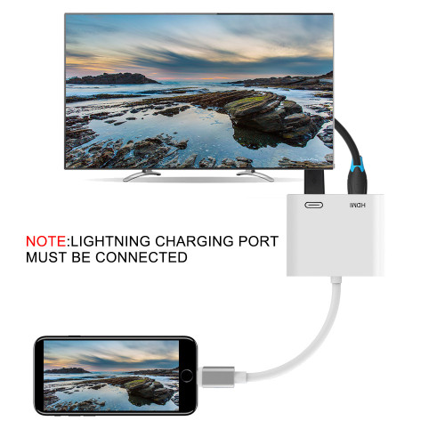 Lightning to HDMI Adapter Compatible with iPhone iPad, 1080P