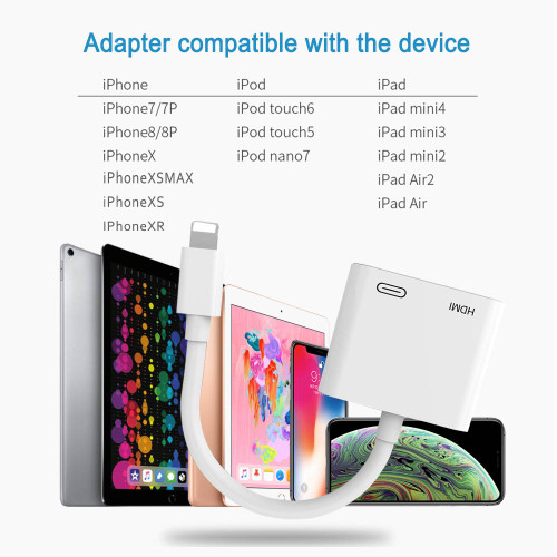 Compatible with iPhone iPad to HDMI Adapter Cable, Digital AV