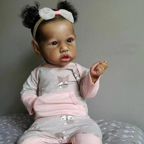 Realistic 22 Malaysia Reborn Baby Doll With Black Hand Rooted Hair